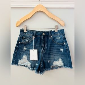 NWT Kancan High Tide Distressed Frayed Hem Shirts Size 25